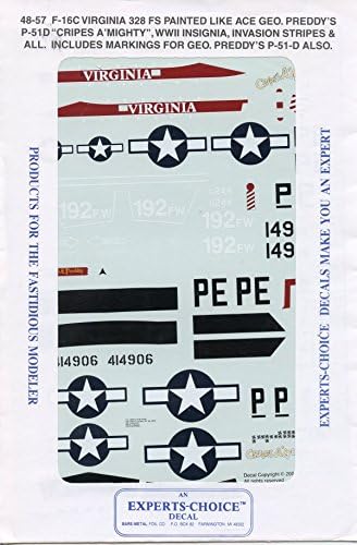 Experts Choice Decal 1:48 F-16C Virginia 328 FS Painted like Ace Geo. #48-57