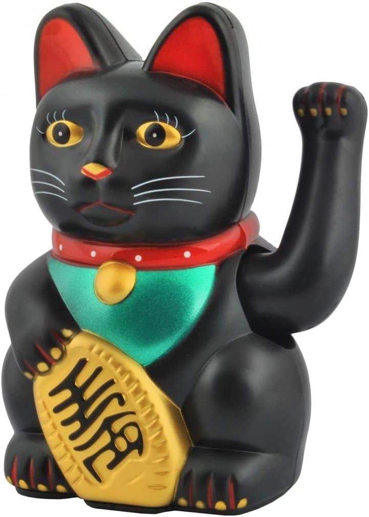 Maneki Neko Gato De La Suerte XL De 30 Cm - Figurita Dorada Con Movimiento A Pilas - Decoración Asiática De Buena Fortuna