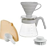 HARIO V60 Pour Over Coffee Starter Set, Size 02, Pale Grey