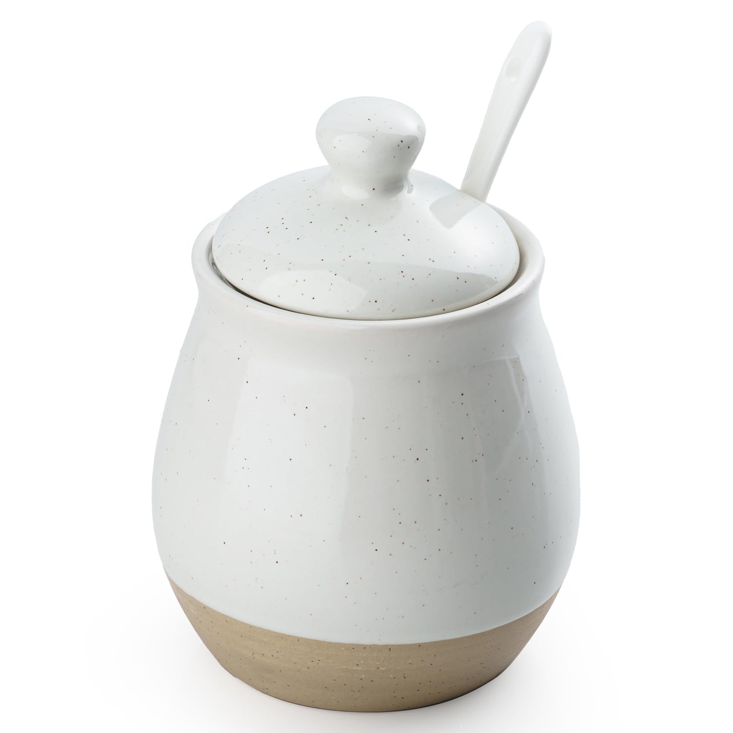 Photo 1 of (missing spoon) famiware Milkyway Sugar Bowl with Lid and Spoon, 10oz Ceramic Sugar Jar/Pot/Dispenser for Salt, Condiments, Spice, Seasonings