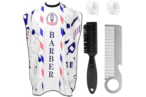 BARBERTOP Beard Bib Apron, Beard Hair Catcher for Men Shaving, Non-Stick Beard Cape Grooming Cloth, Waterproof, with 2 Suction Cups,Beard Comb,Beard Brush (Type A Men's)