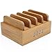 NEXGADGET 4 Port USB Charging Station [24W 2.4A MAX] Natural Bamboo Organizer Charging Stand / Dock / Holder For iOS & Android Smartphones, Tablets, Camera, and Other USB Powered Devices