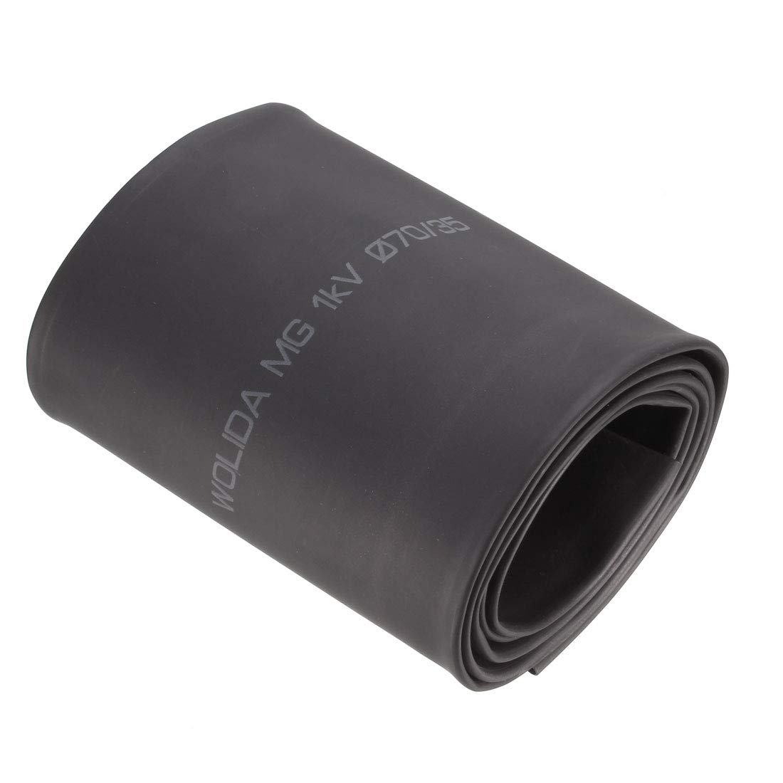 sourcing map Black 70mm Diameter 110mm Flat Width 2:1 Polyolefin Tube Sleeving Heat Shrink Tubing 1M