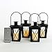 4 Black Mini Flameless Lanterns with 4 Ivory Resin Votive Candles, Warm White LEDs, Matte Finish, Indoor/Outdoor Use, Batteries & Remote Included