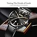 OLEVS Leather Band Watches for Men Easy Reader Date Mens Watches Easy Read Ultra Thin Dial Big Face Casual Classic Dress Black Leather Waterproof Quartz Adjustable Strap Analog Watches with Date