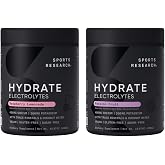 Sports Research&reg; Hydrate Electrolytes Flavor Fusion Pack, 90 Servings Each | 2 Flavors: Raspberry Lemonade &amp; Passion Fruit | Sugar-Free &amp; Naturally Flavored with Vitamins, Minerals, &amp; Coconut Water