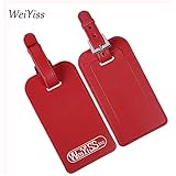(Red) Stylish Microfiber Leather ID Tags Business Card Holder for Luggage Baggage ID Travel Identifier for DJ Equipment Travel Bag Flight Case ID Name Suitcase Label Sports Bag New Gift