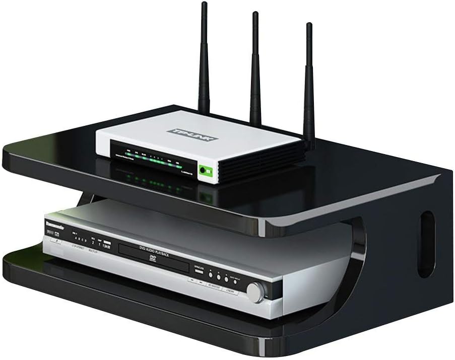 NSHUN Double Layer Floating ShelfTV Background Wall Shelf Floating WiFi