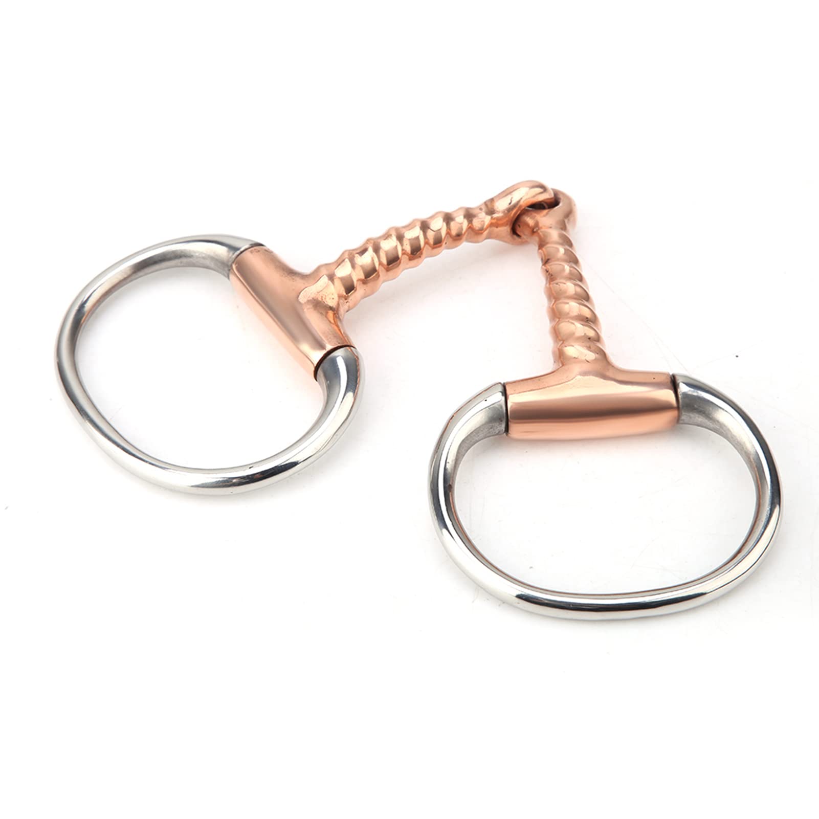 Pssopp Horse Snaffle Bit - Eggbutt, French Link, Copper Corkscrew Mouth, Stainless Steel, Loose Ring with Horse Chew