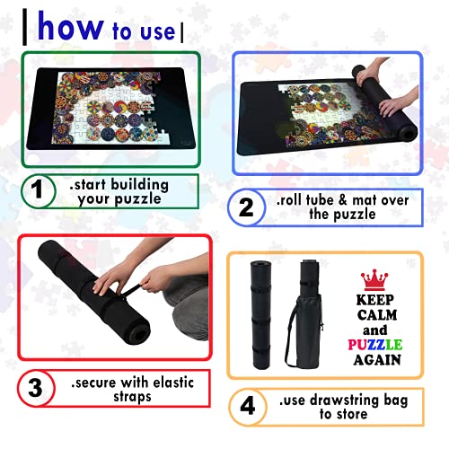 Jigsaw Puzzle Mat Roll Up Portable Puzzle Mat with Foam Tube and