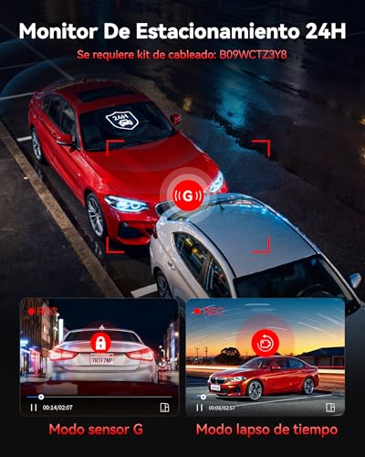 REDTIGER Dashcam 4K Cámara de Coche Delantera y Trasera, WiFi 5.8GHz, STARVIS 2 Visión Nocturna, Pantalla 3,18", Gran Angular 170°, Modo Parking 24H, Máx. 512GB (F7NP-N)