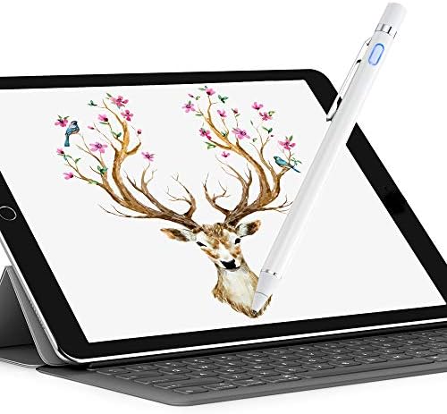 Dewang Stylus Pen Digital Pen - 1.45mm Fine Point Stylus Pens For Touch Screens Active Capacitive Stylus for Ipad Compatible with Surface Pro most Smartphones and Tablets Drawing Writing (White)