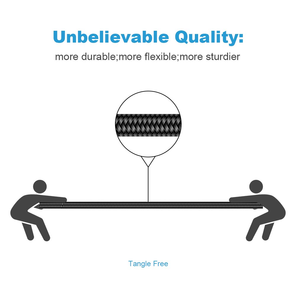 USB Type C Cable,Awire USB-C to USB 3.0 Nylon Braided Fast Charger Cord(3.3ft) for Galaxy S8 S8 Plus,Nexus 5X 6P,LG G6 V20 G5,Lumia 950 950XL,HTC 10,ZTE Zmax Pro,MacBook,Nintendo Switch (Black)