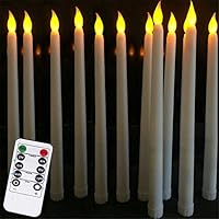 Datomarry 11 inch Remote Control Led Taper Candles Battery Operated Flickering Yellow Light Flameless Candles for Dinner Wedding