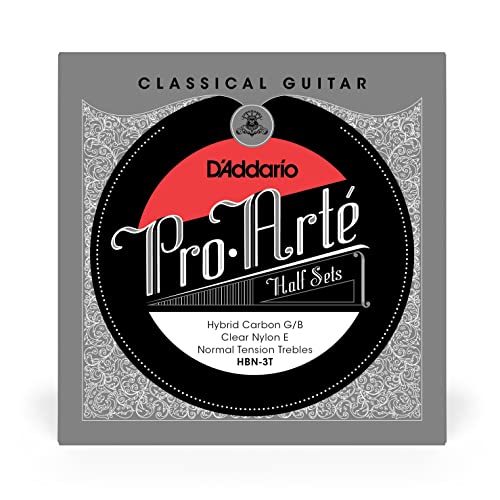 D'Addario HBN-3T Pro-Arte Hybrid Carbon Jeu de 3 cordes aigues pour Guitare Classique