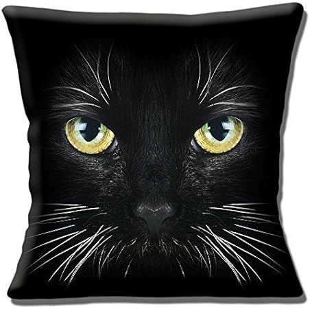 Chat Noir Vert Jaune Yeux Blanc Moustaches Photo Imprimé