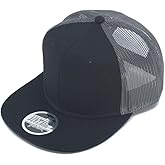 The Vintage Year Plain Cotton Twill Flat Brim Mesh Adjustable Snapback Trucker Baseball Cap