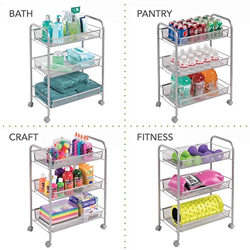 mDesign Portable Rolling Laundry Utility Cart Organizer Trolley with