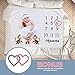 Baby Monthly Milestone Blanket. 1-12 Months. Includes 2 Felt Hearts. Super Soft Fleece. Photography Backdrop for Baby Boy or Girl