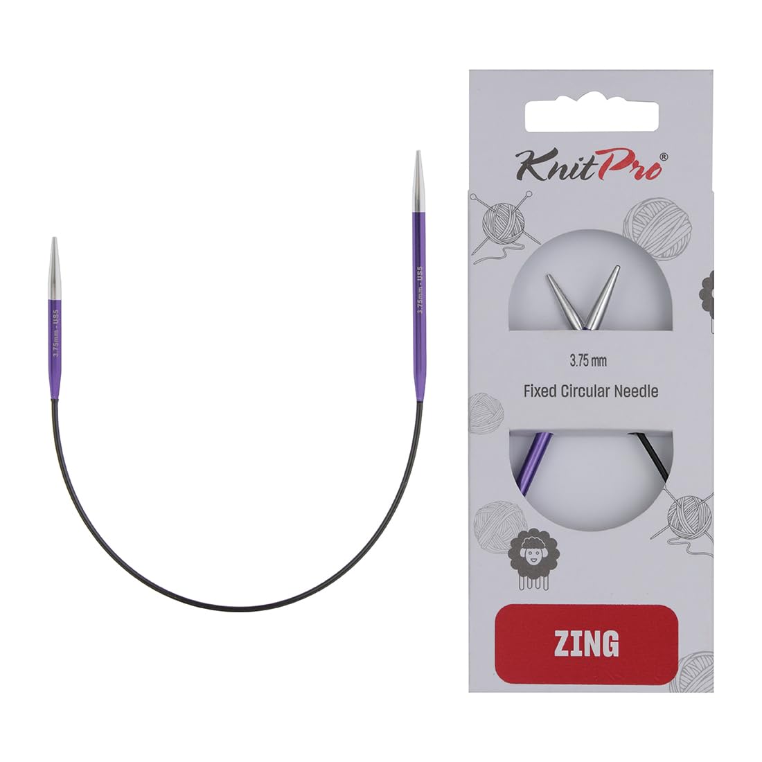 KnitPro Zing Fixed Circular Needles Asymmetrical 10" (25cm) | Size 3.75mm