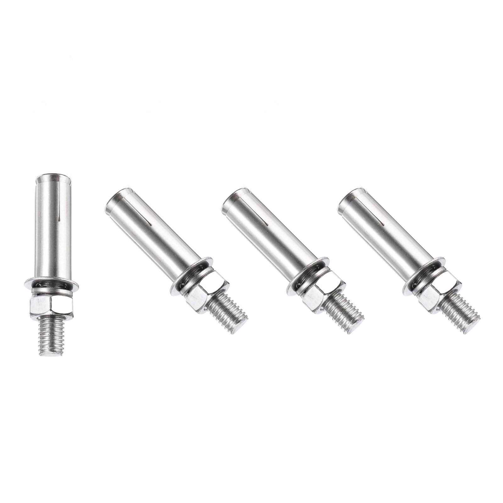 PATIKIL M10 x 60mm Expansion Bolts, 4Pcs 304 Stainless Steel Expansion Screw Bolts Sleeve Anchoring Fastener for Wall Concrete Brick Wall Drywall Air Conditioner, Silver
