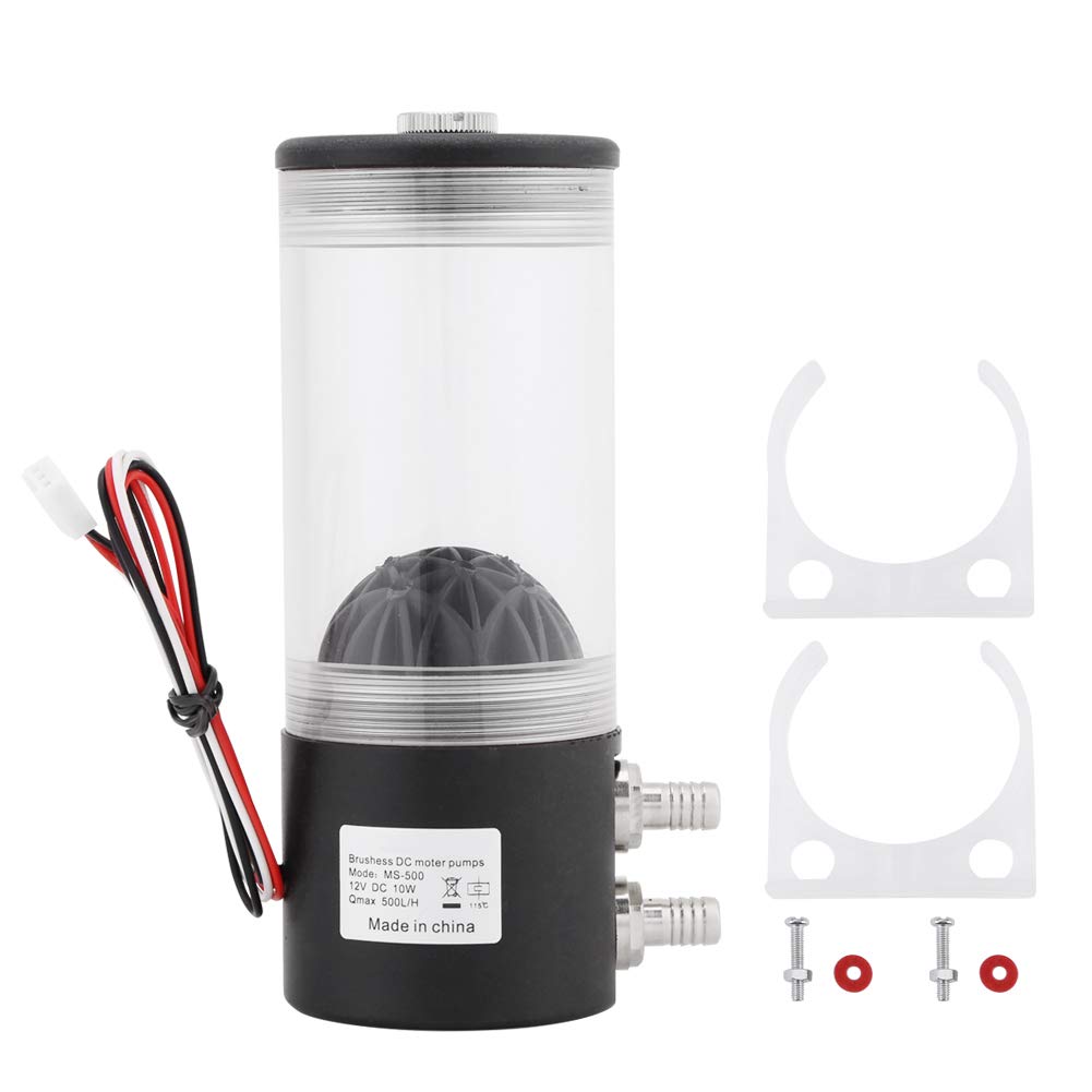 Aramox Water Cooling Tank Kit, 500L/H 10W DC 12V CPU PC Water Cooling Pump Tank Heat Exchanger Mute 3Pin Connector
