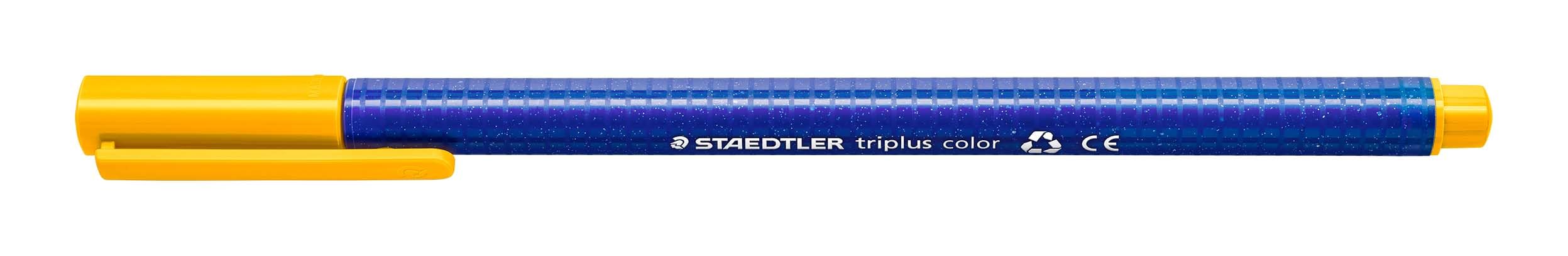 Staedtler triplus 323 – 110 Felt tip pens Triangular Barrel in Cardboard Box, Washable, Approx. 1 mm Pack of 10 Sunshine Yellow