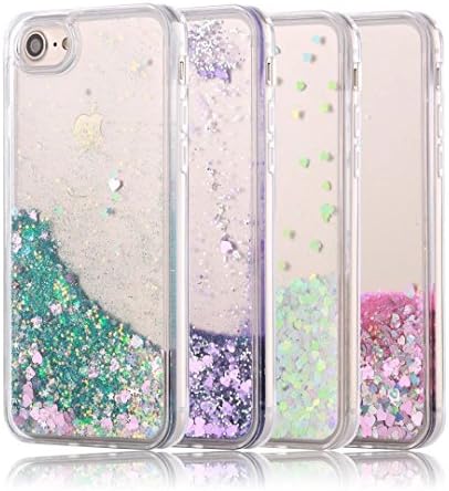 4 PCS-iPhone 5 5S SE Case,iPhone 5 Liquid Case- SUNYI 3D Lovely Hearts Quicksand Bling Glitter Sparkle Floating Dynamic Flowing Case Liquid Cover for iPhone 5 5S SE