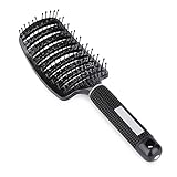 IebeautySoft Complex Vent Curved Hair Brush & Comb Kit For Hair Fast Dry Vented For Faster Drying. This Mixed Bristle Brush, Repairs Damaged Hair By Moving Hair Oils To the Ends of the Hair (black)
