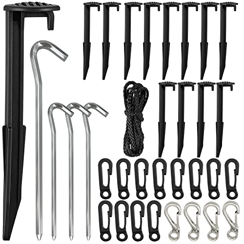 48 Pieces Upgraded Tent Stakes and Tethers，Include Plastic Stake，Tether