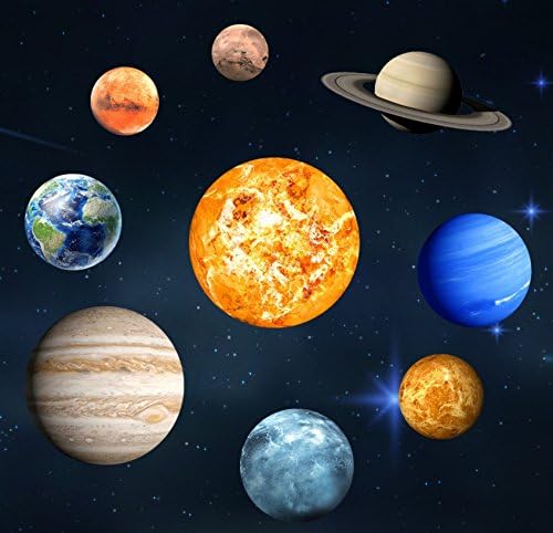 Jeephuer Creative 9 Pieces Solar System Noctilucous Wall Decals for Fun Wall Art Sticker Decor
