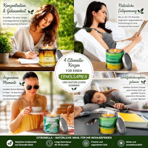 Citronella Kerzen für Außenbereich Große Citronella-Kerzen in Dosen Wachskerzen-Set