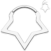 FLOGWE 16G 316L Septum Ring Surgical Steel Star Septum Piercing Jewelry, Nose Ring, Star Septum Clicker for Women Men, 9 mm Septum Piercing Jewelry, Daith Jewelry