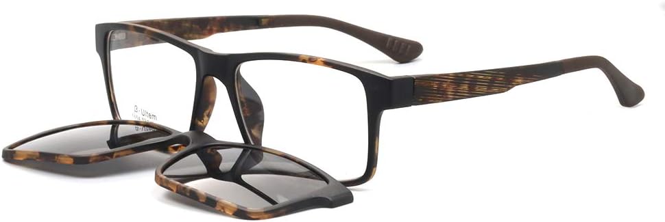 Men's Magnetic Clip-On Polarized Sunglasses + RX-able Eyeglass Frames