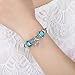 Presentski Charm Bangle with Silver Plated Charms Glass Beads and Heart Pendant for Girls Women