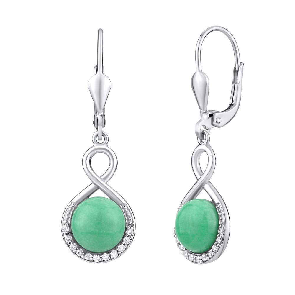 SILVEGO - JST14710JA - Women 925 Sterling Silver Earrings with Genuine Natural Jade