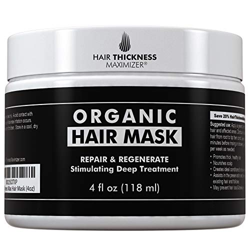 Organic Biotin Hair Mask For Hair Growth by Hair Thickness Maximizer. Stop Hair Loss and Thinning. Hair Thickening Conditioner DHT Blocking Treatment for Deep Repair with Keratin, Black Castor, Jojoba (Best Products For Hair Growth And Thickness)