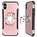iPhone X Case, iPhone 10 Case, 360 Rotating Ring Grip Stand Kickstand & Magnetic Metal Patch Shock Absorbing Bumper Soft TPU Inner Hard PC Back Cover for iPhone X/10(2017)-Rose Gold-by DAUPIN