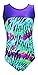 Girls Gymnastics Leotard - Tank with Keyhole (Aqua Tie Dye, Youth 6-7)