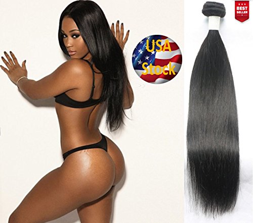 Brazilian 8A Unprocessed Virgin Remy Bundle 100g Natural Black Straight/Wave/Curl (14", Silky Straight)