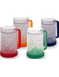 Double Wall Gel Freezer Mug - Set of 4 - Red, Orange, Blue, Green