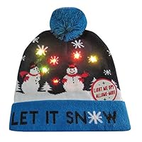 MONISE Christmas LED Flashing Knitted Beanie Hat Xmas Christmas Winter Beanie Unisex Blue