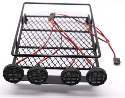 RC 1:10 Roof Luggage Rack LED Light Bar Wrangler Tamiya CC01 SCX10 Axial 513B
