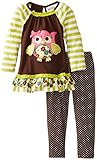 Rare Editions Little Girls' Owl Applique Legging Set