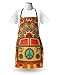Ambesonne 70s Party Apron, Hippie Vintage Mini Van Ornamental Backdrop with Peace Sign Artwork, Unisex Kitchen Bib with Adjustable Neck for Cooking Gardening, Adult Size, Coral Orange