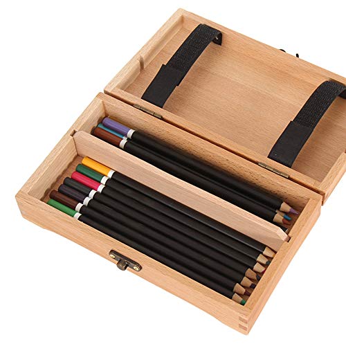 Looneng Wooden Box with Hinged Lid, Wood Craft Boxes for Art Tool and