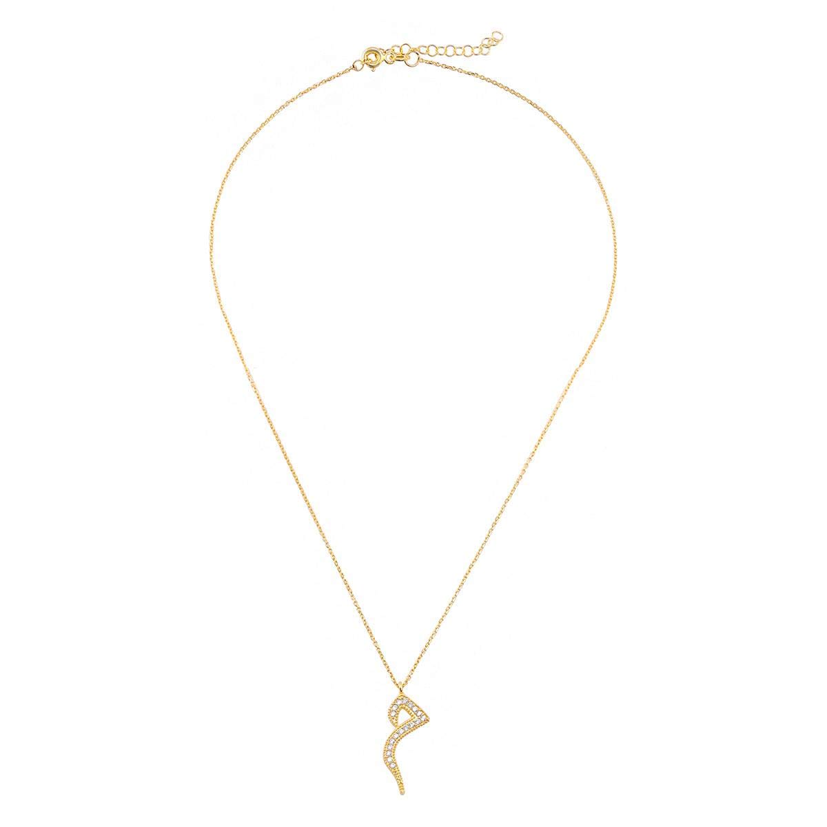 AlwanSilver (Gold Plated) Necklace with Arabic Initials for Women - EE7495GMA
