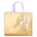 Gesodant Bling Glossy Glitter Durable Reusable Grocery Handles Bag Medium Non-woven Gift Shopping Bag Totes Set Of 5 (Gold)