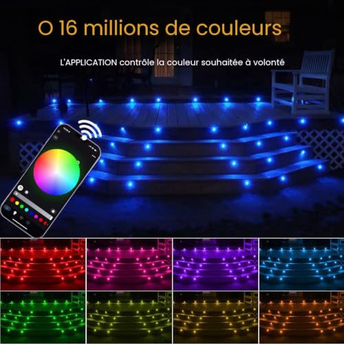 INDARUN WiFi Recessed Floor Lamp RGB Waterproof IP67 Ø31 mm – Lighting for Patio, Patio, Path, Wall, Garden, Decoration, Indoor and Outdoor (20 Pieces)