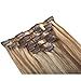 Emosa 7Pcs 70g 100% Real Full Head Remy Human Hair Clip In Extensions #4/613 Medium Brown Mixed With Light blonde Silky Soft